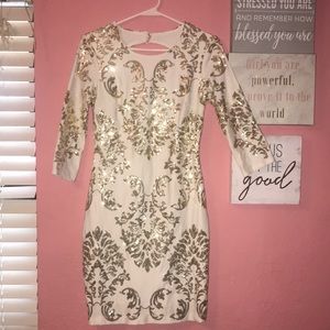 White/Gold Sequin Dress